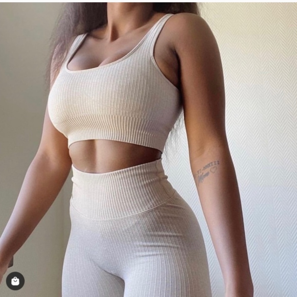 Aimn ribbed luxe seamless workout set